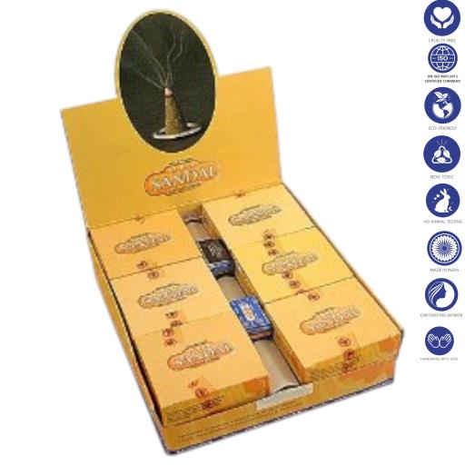 Satya - Super Sandal Dhoop Cones (12 Cones, 1″)