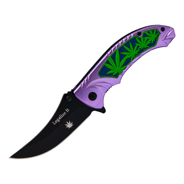 8" Purple Leaflets Foldable Pocket Knife