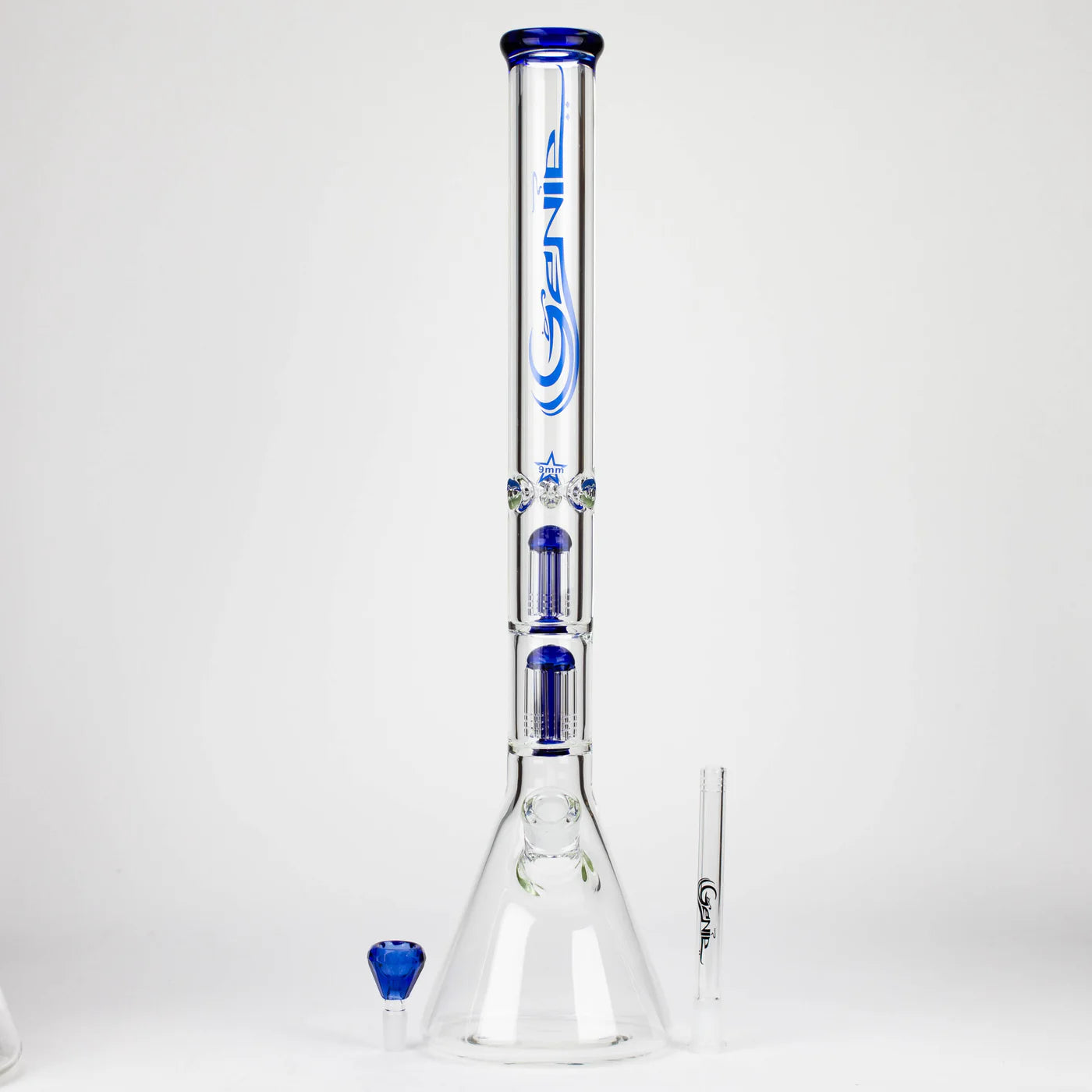 Genie 24" Dual 6 Arms 9mm Glass Water Beaker Bong