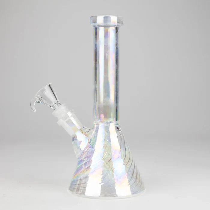 8" Shiny Beaker Bong w/ Ribbed Base