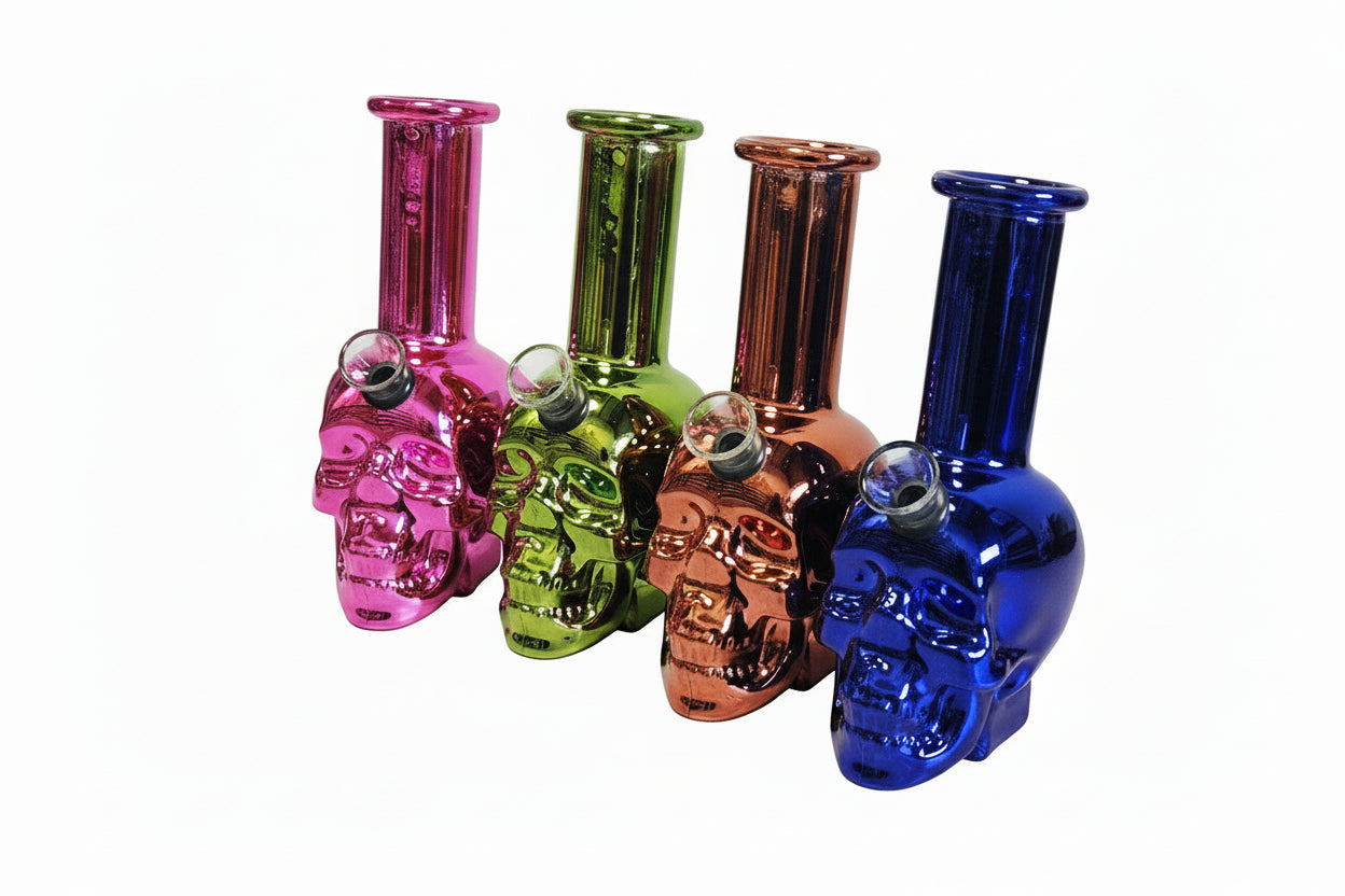 6" Chrome Reaper - Skull Edition Glass Bong