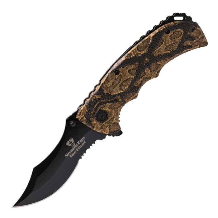 Snake Eye - 8" Brown Reptilian Texture Foldable Pocket Knife