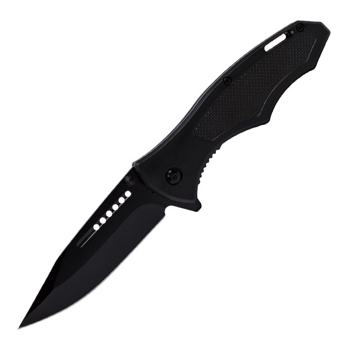 Perucci - 9" Black Solid Foldable Pocket Knife