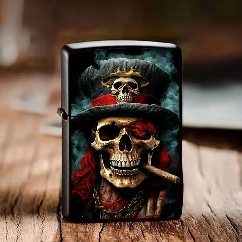 Pirate Skull Metal Lighter Case