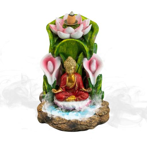 ZenN - Buddha w/ Lotus Backflow Incense Burner 5.6x4.5x5.4”