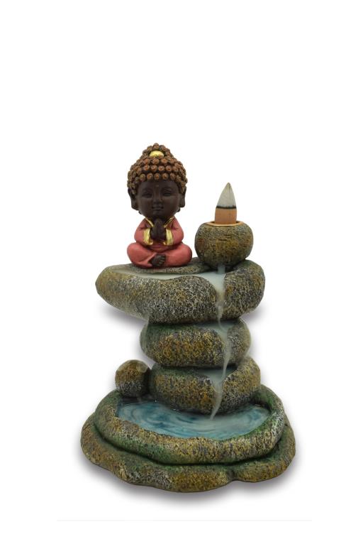 ZenN - Baby Buddha On Rocks Backflow Incense Burner 5.1x4.7x7”