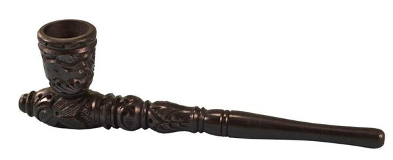 8" Dark Nostalgia Carved Wood Smoking Pipe