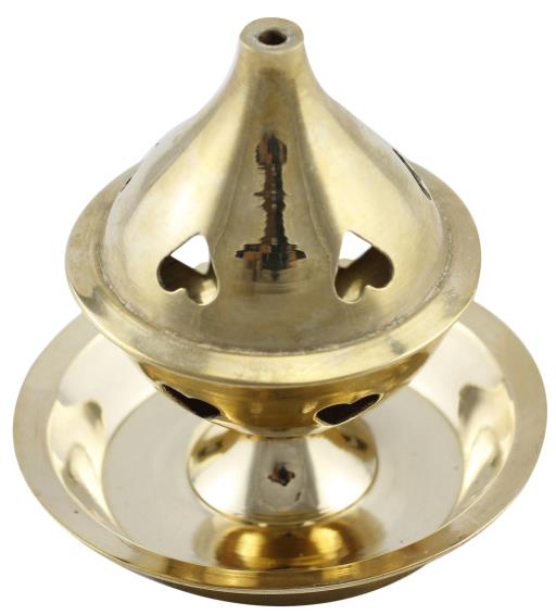 ZenN - Brass Polished Incense Burner w/ Plate