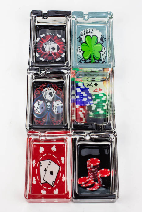Rectangle Glass Ashtray - Royal Flush