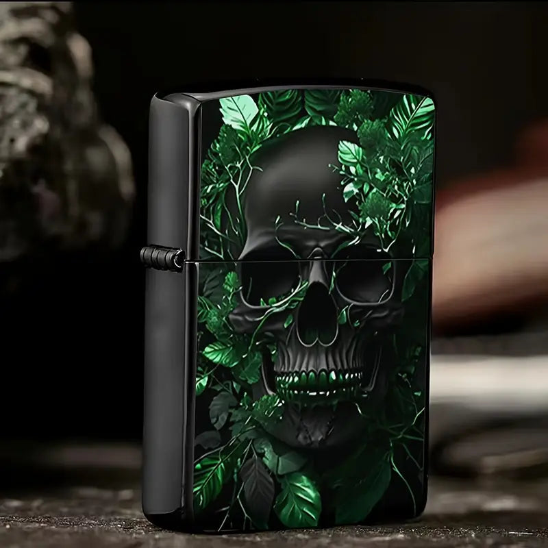 Vintage Skull-Themed Butane Lighter Case