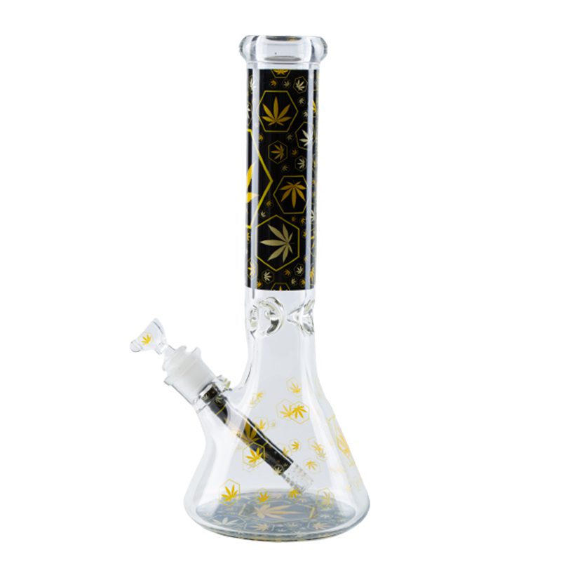 14″ 7mm Weed Leaf Design Exclusive License Glass Bong