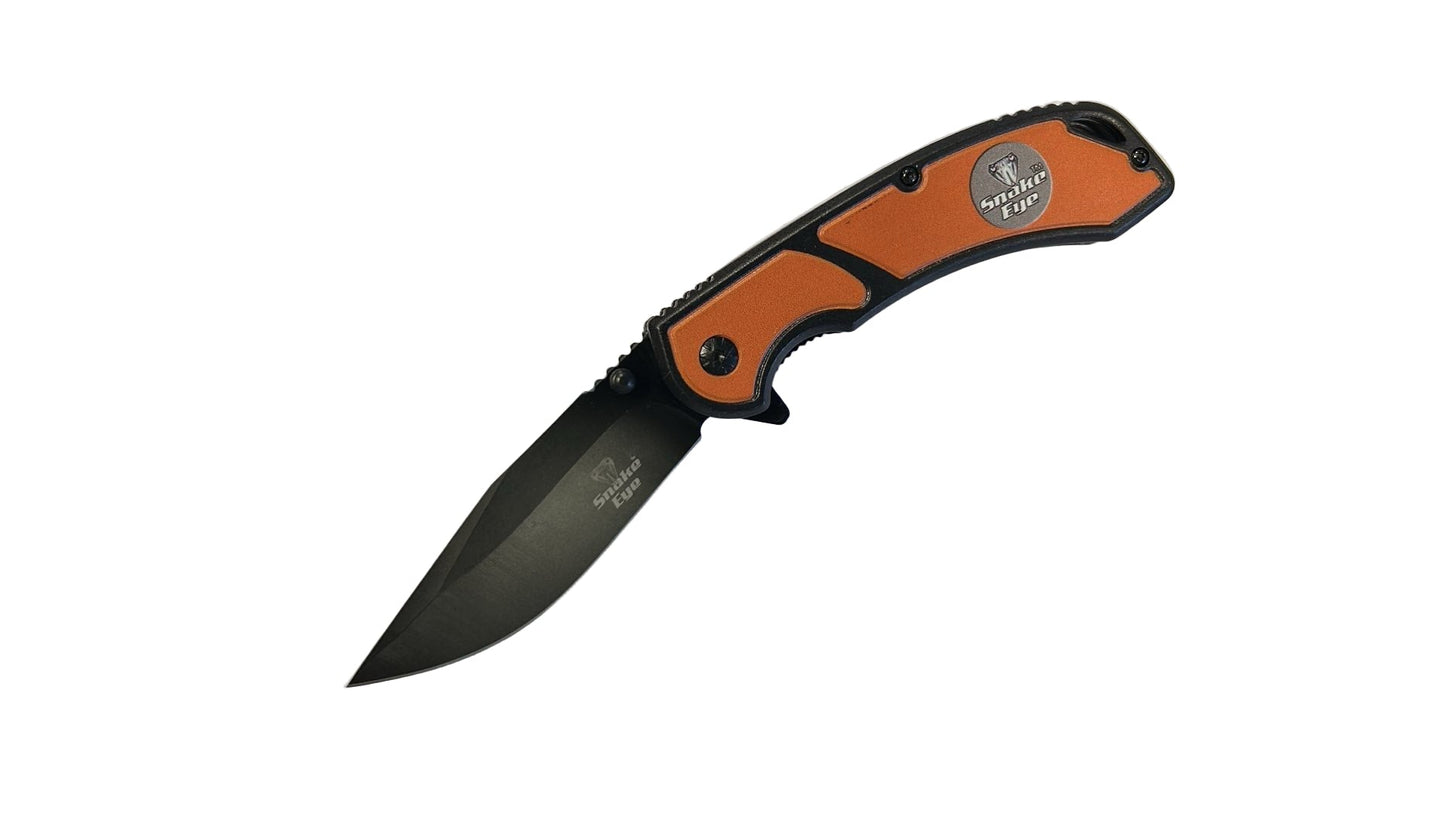 Snake Eye - 8" Grey Etched Design Foldable Pocket Knife