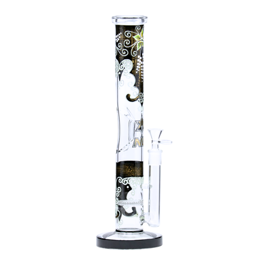 Nice Glass - 14" Glow-In-The-Dark Double Honeycomb Straight Bong