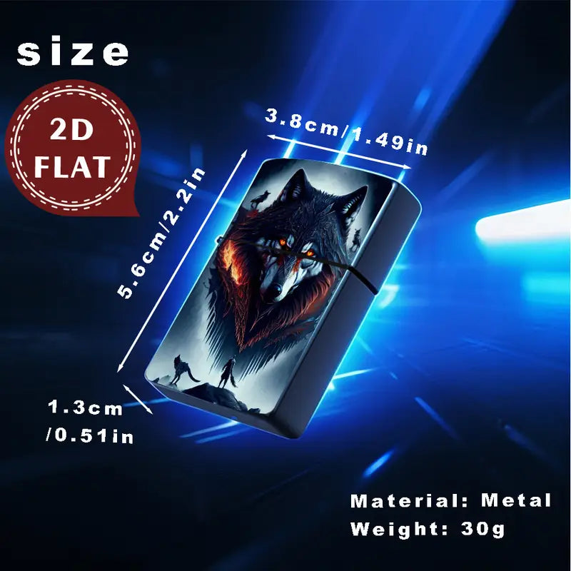 2D Flat Fantasy Wolf Mystical Design Lighter Shell