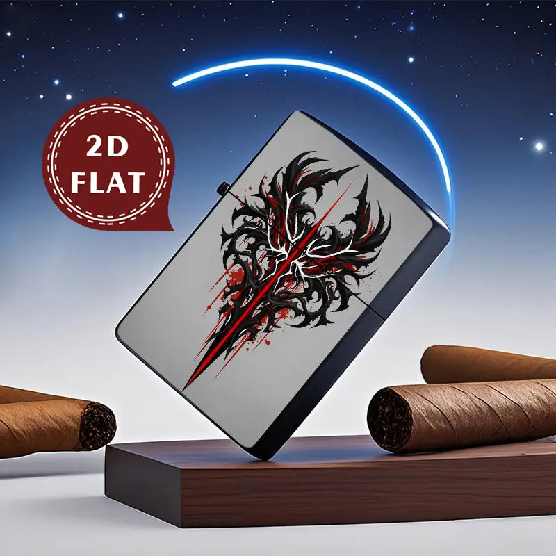 2D Flat Gothic Dragon Design Retro Fashion Lighter Shell