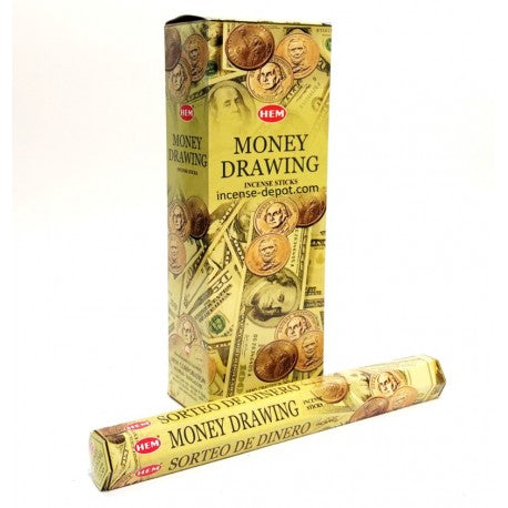 HEM Money Drawing 9″ Incense Sticks – Hex Box (20g)