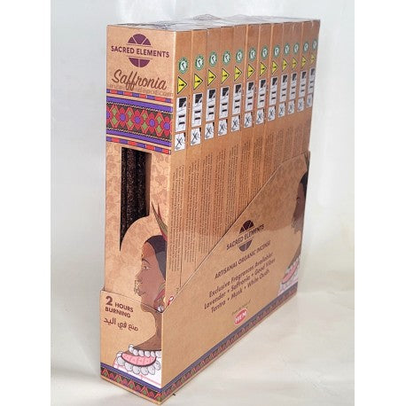 Sacred Elements Organic - Saffronia Premium Masala Hand‑Rolled Incense Sticks (15g, 2 hr burn, 8–10 sticks)