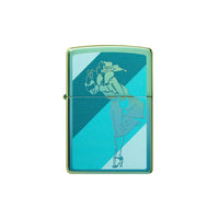 Zippo Lighter - Teal Windy Design
