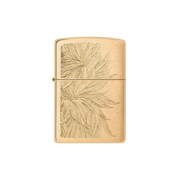 Zippo Lighter - Gold Cannabis Lush Leaves Engrave Design