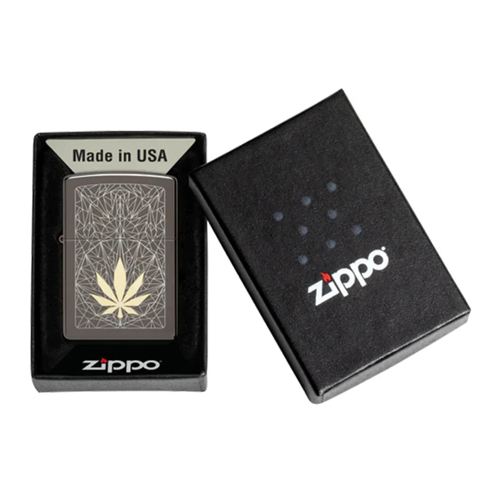 Zippo Lighter - Cannabis Prism Leaf Design