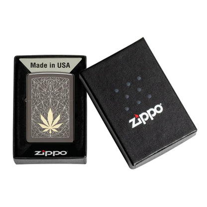 Zippo Lighter - Cannabis Prism Leaf Design