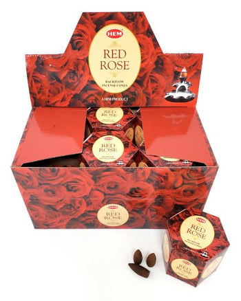HEM Backflow Cones - Red Rose Backflow Incense 40 Cones