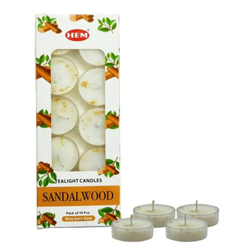 HEM - Sandalwood Tea Light Candles (10/Pack)