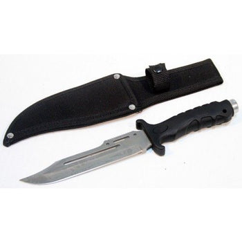 10.5" Hunting Knife w/ Black Handle and Black Sheath