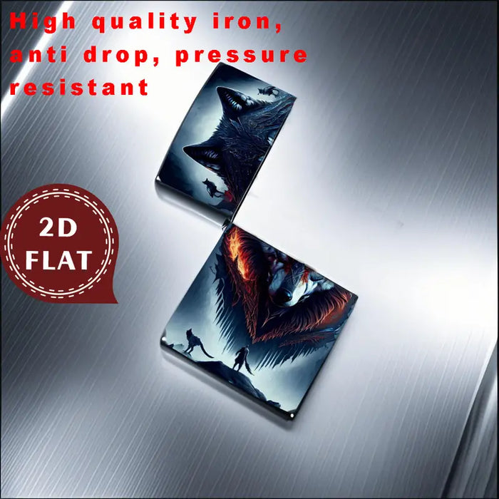 2D Flat Fantasy Wolf Mystical Design Lighter Shell