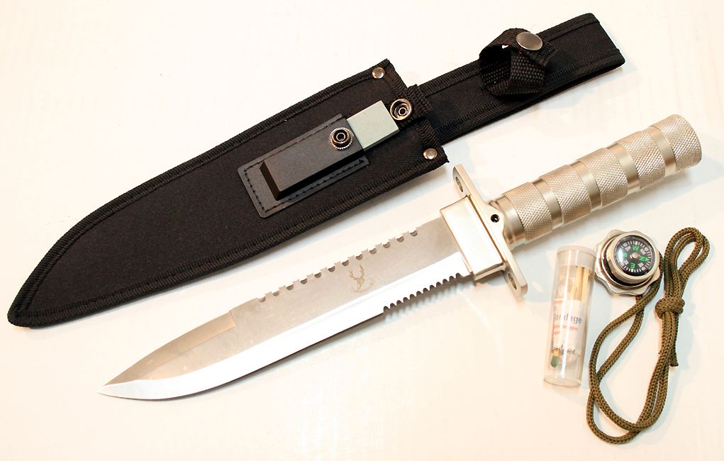 14" Stainless Steel  Heavy Duty Survival Knife w/ Silver Handle
