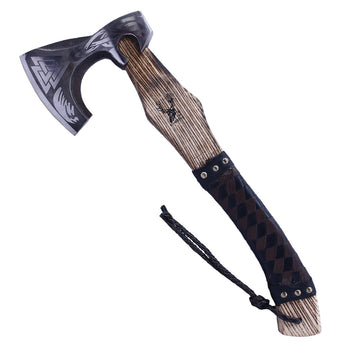 The Bone Edge - 17.5″ BLK/ Brown Triangle Etching Wood Handle Axe