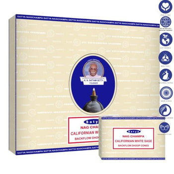 Satya Backflow Cones - Californian White Sage Backflow Dhoop Incense 10 Cones