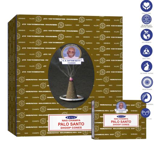 Satya - Palo Santo Dhoop Cones (12 Cones, 1″)