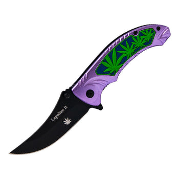 8" Purple Leaflets Foldable Pocket Knife