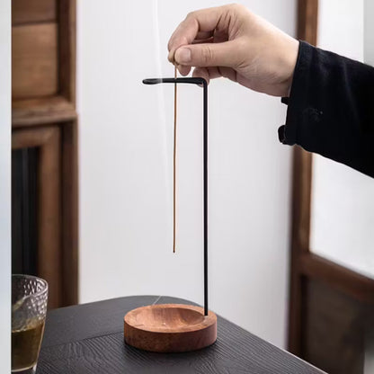 Elegant Wooden Incense Holder w/ Black Stand