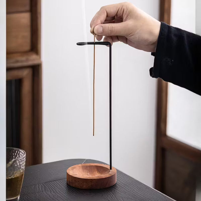 Elegant Wooden Incense Holder w/ Black Stand