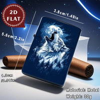 2D Flat Wolf Howling Retro Fashion Lighter Shell
