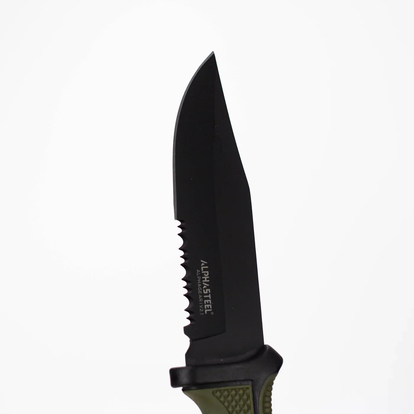 ALPHASTEEL - 9" Fixed Blade Serrated Knife w/ ABS Sheath