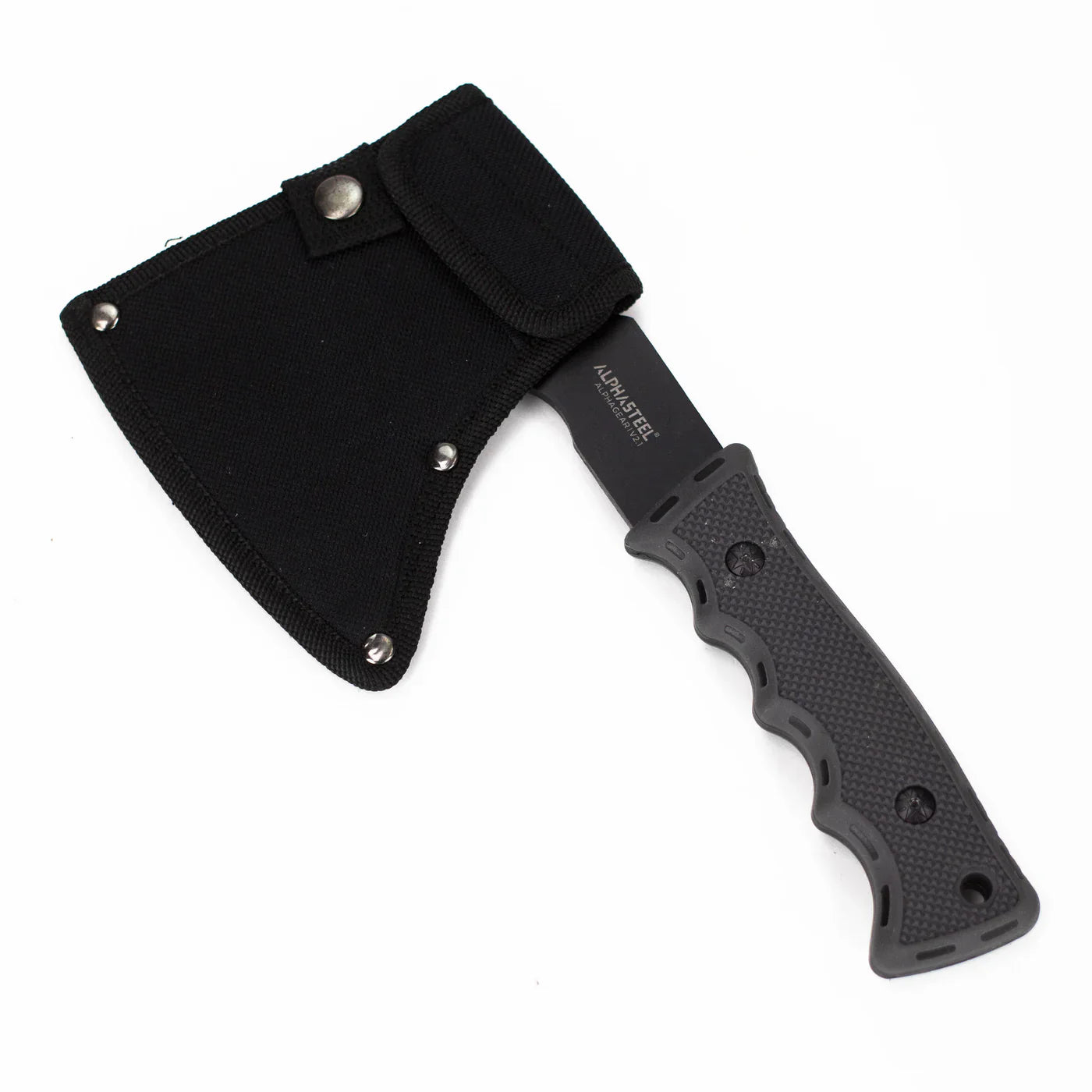 ALPHASTEEL - 10" Tactical Axe w/ Sheath Black Hatchet