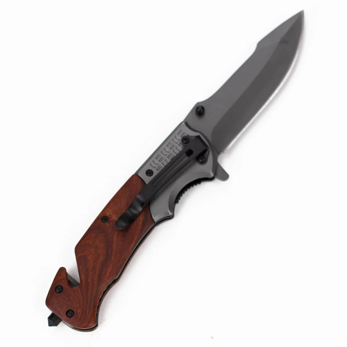 ALPHASTEEL - 9" Folding Pocket Knife - Redwood