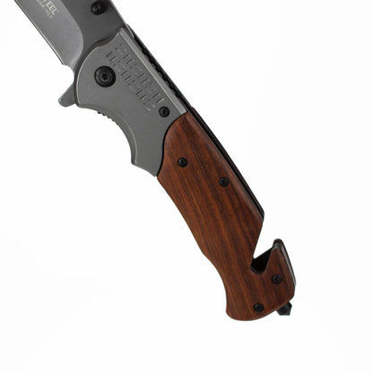 ALPHASTEEL - 9" Folding Pocket Knife - Redwood