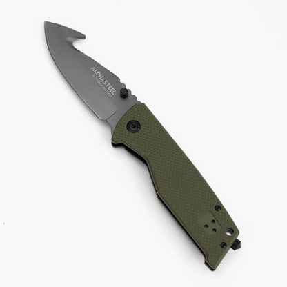 ALPHASTEEL - 8" Hunting Knife - Green Fold