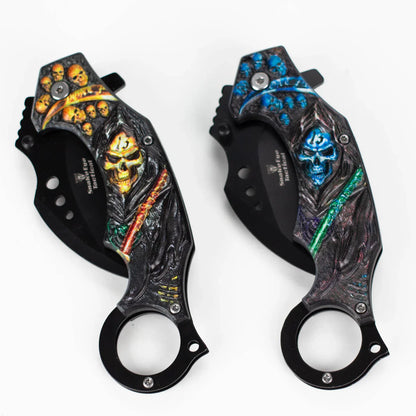 Snake Eye - 3" Folding Karambit Blade - Reaper Skull Design