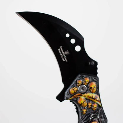 Snake Eye - 3" Folding Karambit Blade - Reaper Skull Design