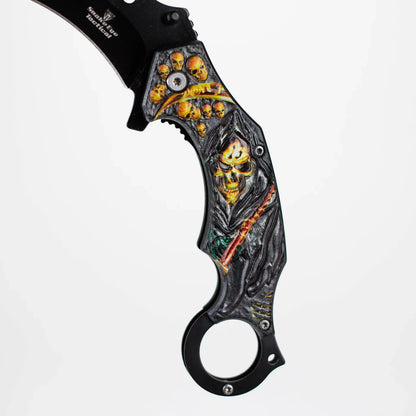 Snake Eye - 3" Folding Karambit Blade - Reaper Skull Design