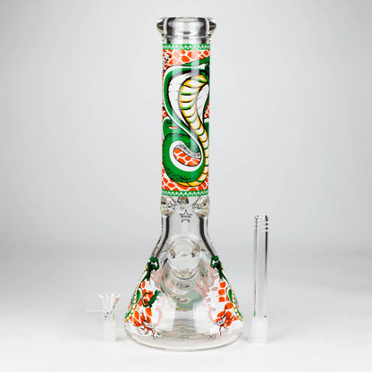 14" Cobra snake Glow in the dark 9mm glass bong