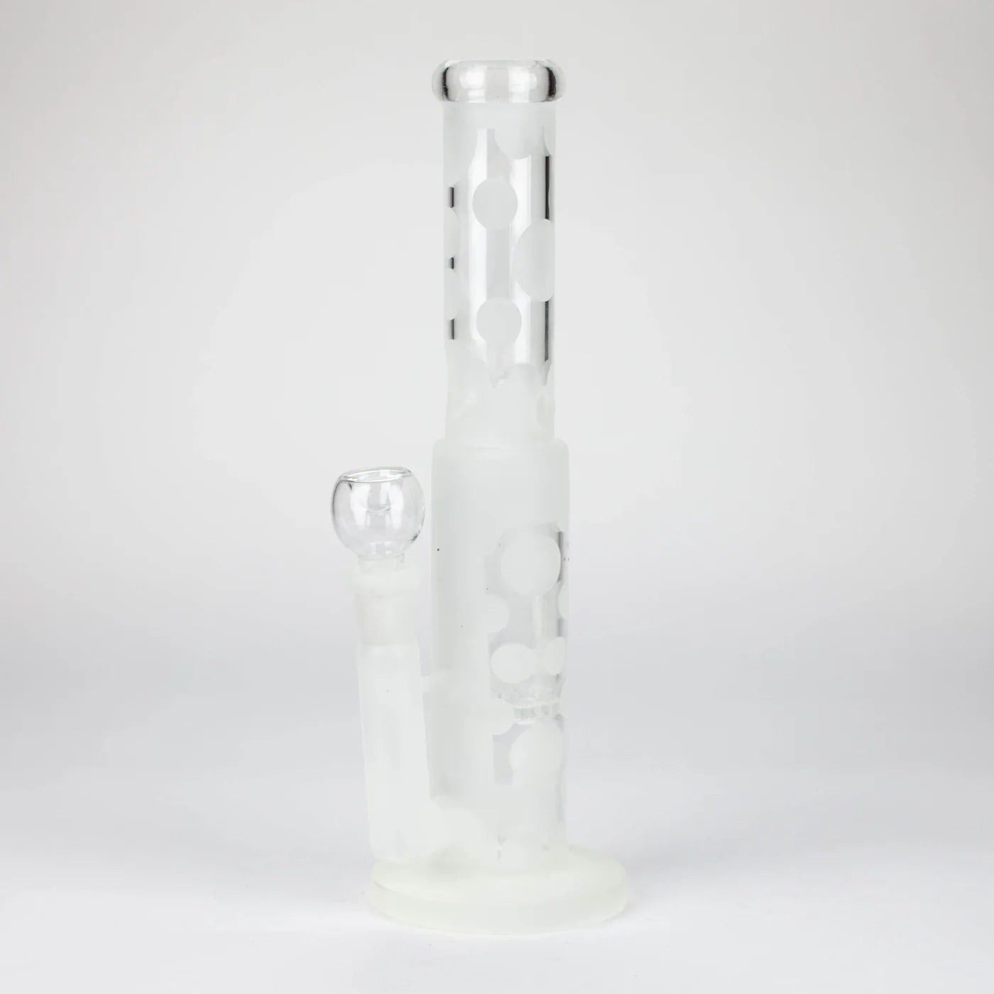 14" Glow In The Dark Straight Tube glass Bong With Honey Comb Diffuser