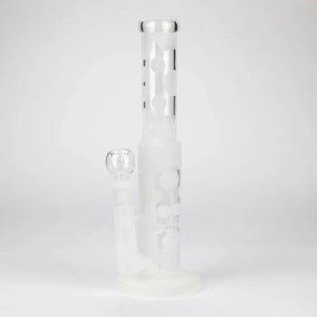14" Glow In The Dark Straight Tube glass Bong With Honey Comb Diffuser