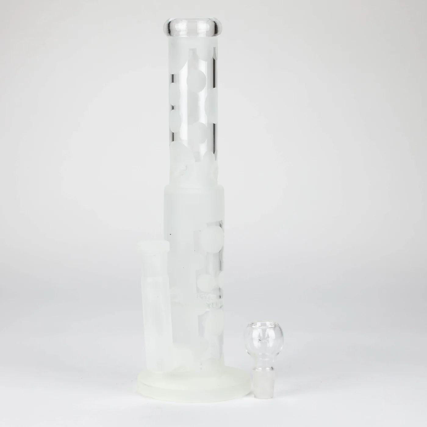 14" Glow In The Dark Straight Tube glass Bong With Honey Comb Diffuser