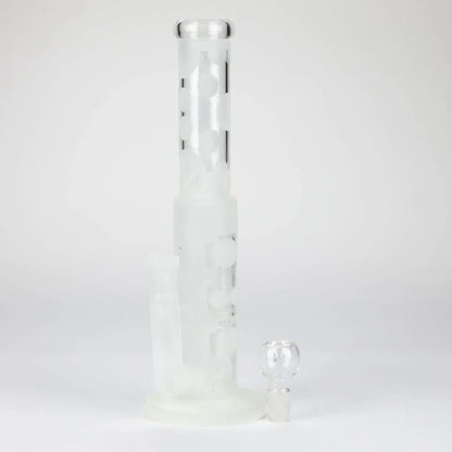 14" Glow In The Dark Straight Tube glass Bong With Honey Comb Diffuser